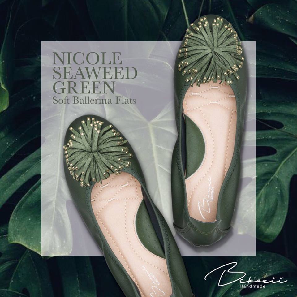 NICOLE Soft Ballerina Flats in SEAWEED GREEN